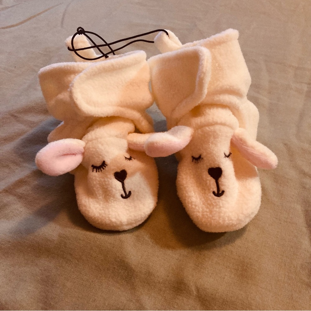 Cute Cream Lamb Baby Booties